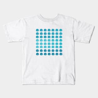 Teal Watercolor Cute Happy Polka Dots Art Kids T-Shirt